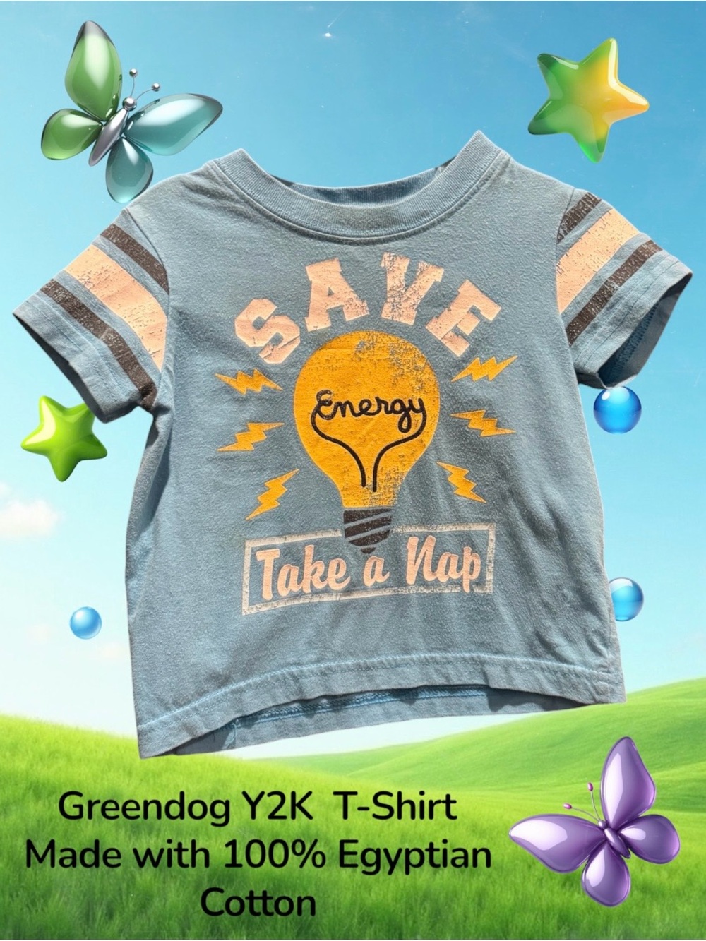 2 for $30 | Greendog Y2K ‘Save Energy Take a Nap' Kids T‑Shirt